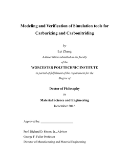 Modeling and Verification of Simulation Tools for Carburizing and Carbonitriding