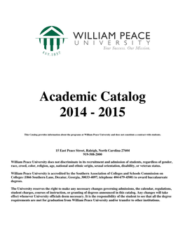 2014 – 2015 Academic Catalog