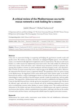 A Critical Review of the Mediterranean Sea Turtle Rescue Network: a Web Looking for a Weaver