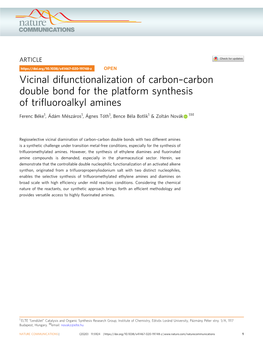 Vicinal Difunctionalization of Carbonâ