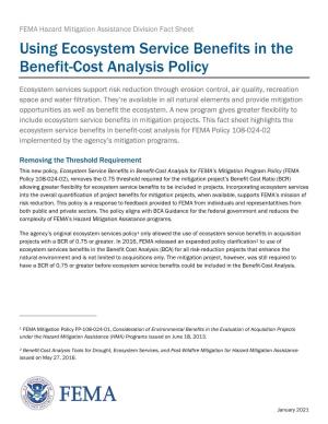 Using Ecosystem Service Benefits in the Benefit-Cost Analysis Policy