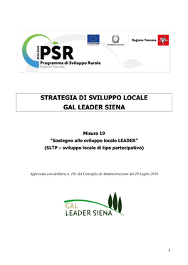 Strategia Di Sviluppo Locale Gal Leader Siena