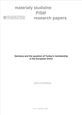 Germany and the Question of Turkey's Membership in the European Union
