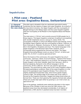 Impuls4action 1. Pilot Case – Peatland Pilot Area: Engiadina Bassa