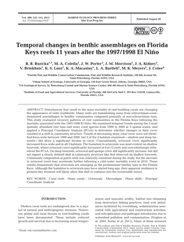 Temporal Changes in Benthic Assemblages on Florida Keys Reefs 11 Years After the 1997/1998 El Niño