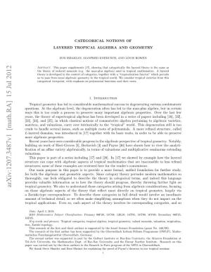 Categorical Notions of Layered Tropical Algebra and Geometry