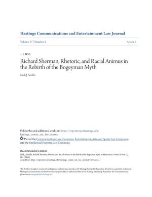 Richard Sherman, Rhetoric, and Racial Animus in the Rebirth of the Bogeyman Myth Nick J