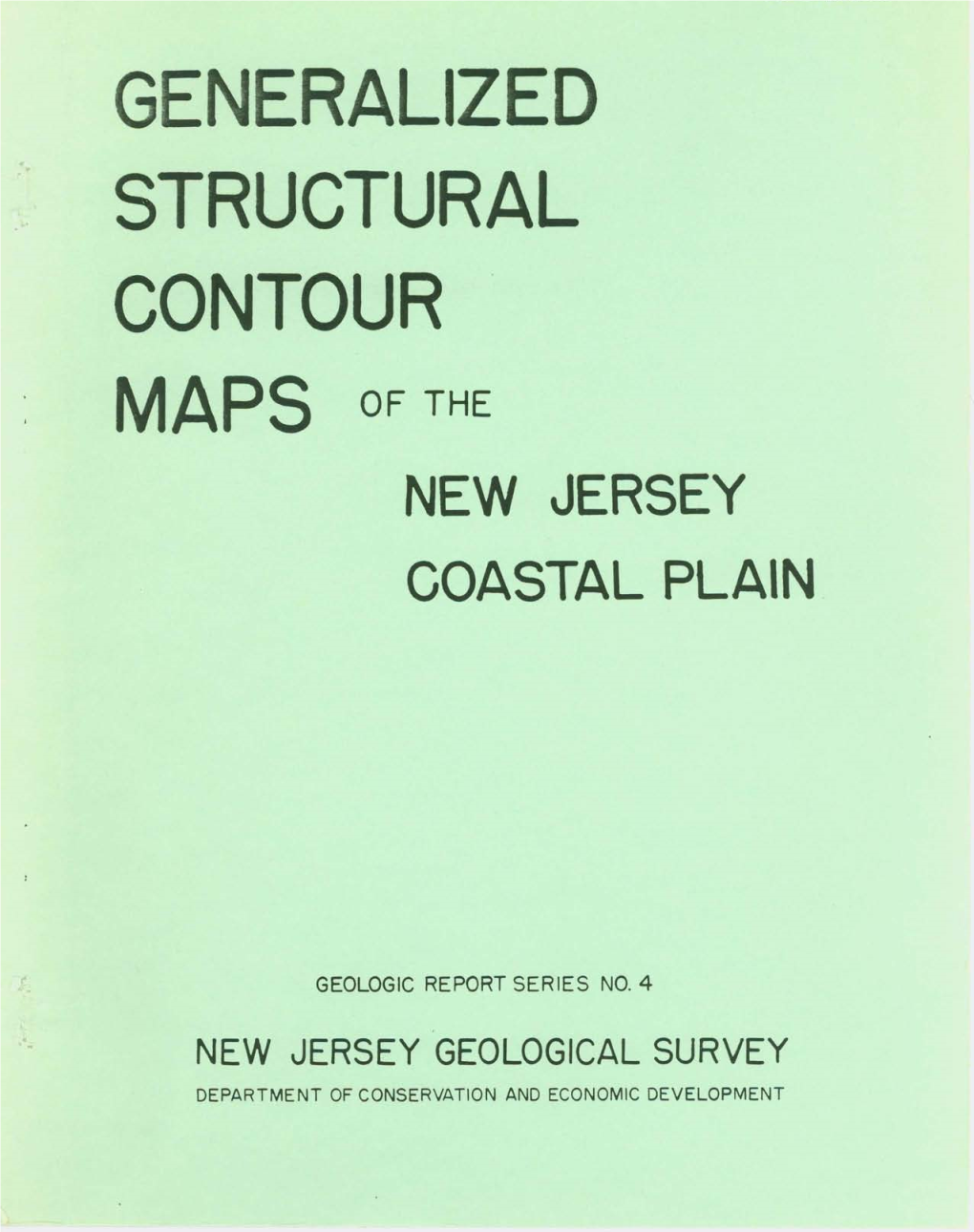 Generalized Structure Contour Maps of Th E New Jersey Coastal Plain