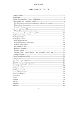 Metaphysical Anatomy Table of Contents