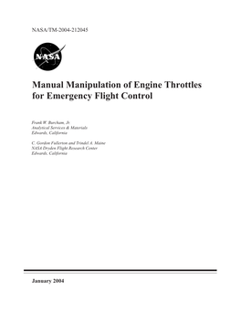 Manual Manipulation of Engine Throttles for Emergency Flight Control