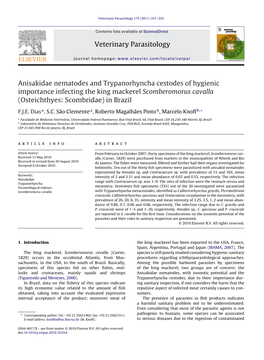 Anisakidae Nematodes and Trypanorhyncha Cestodes of Hygienic Importance Infecting the King Mackerel Scomberomorus Cavalla (Osteichthyes: Scombridae) in Brazil