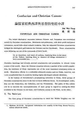 Confucian and Christian Canons