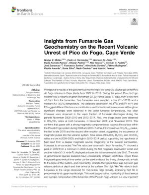 Insights from Fumarole Gas Geochemistry on the Recent Volcanic Unrest of Pico Do Fogo, Cape Verde