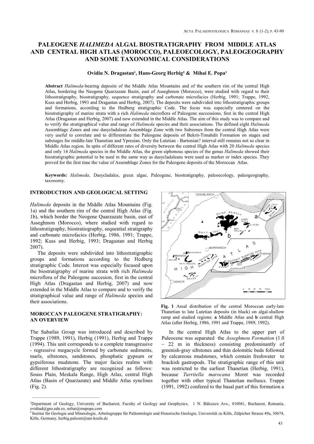 Paleogene Halimeda Algal Biostratigraphy from Middle Atlas and Central High Atlas (Morocco), Paleoecology, Paleogeography and Some Taxonomical Considerations