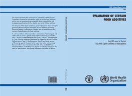 Evaluation of Certain Food Additives: Sixty-Fifth Reports of the Joint FAO/WHO Expert Committee On