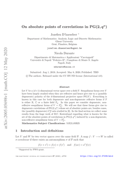 On Absolute Points of Correlations in PG $(2, Q^ N) $