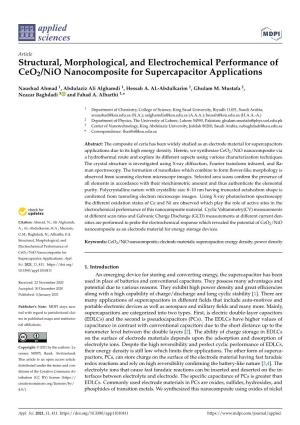 Structural, Morphological, and Electrochemical Performance of Ceo2/Nio Nanocomposite for Supercapacitor Applications