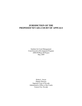 Jurisdiction of the Proposed Nevada Court of Appeals