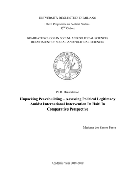 Assessing Political Legitimacy Amidst International Intervention in Haiti in Comparative Perspective