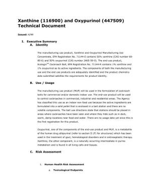Xanthine (116900) and Oxypurinol (447509) Technical Document