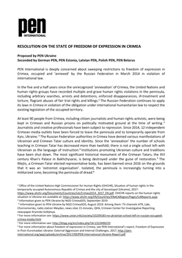 Resolution on the State of Freedom of Expression in Crimea