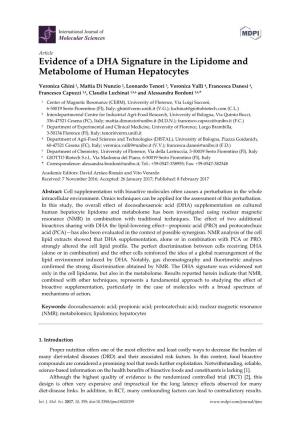 Evidence of a DHA Signature in the Lipidome and Metabolome of Human Hepatocytes