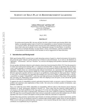 Survey of Self-Play in Reinforcement Learning