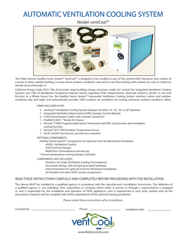 AUTOMATIC VENTILATION COOLING SYSTEM Model: Ventcool™