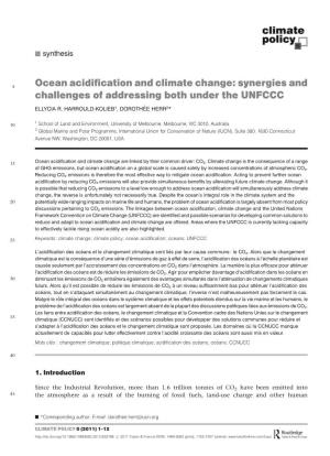 Ocean Acidification and Climate Change: Synergies and Challenges