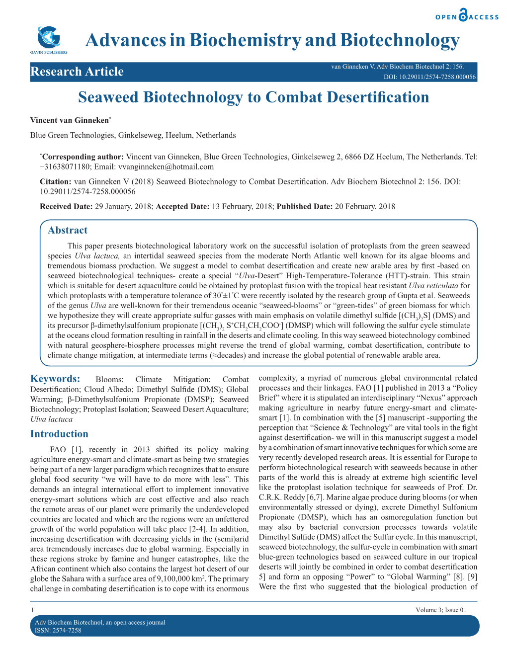 Advances in Biochemistry and Biotechnology