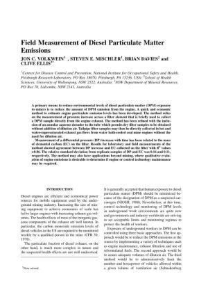 Field Measurement of Diesel Particulate Matter Emissions JON C