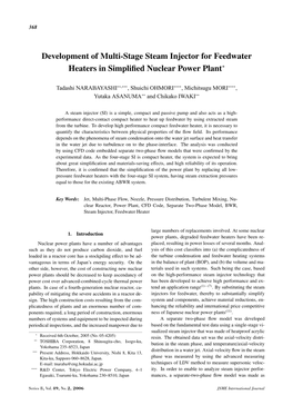 Development of Multi-Stage Steam Injector for Feedwater Heaters in Simpliﬁed Nuclear Power Plant∗