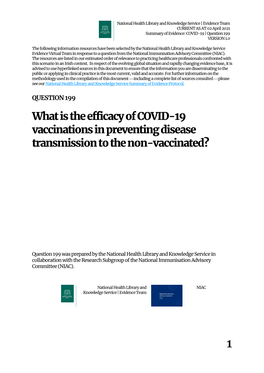 1 What Is the Efficacy of COVID-19 Vaccinations in Preventing Disease Transmission to the Non-Vaccinated?