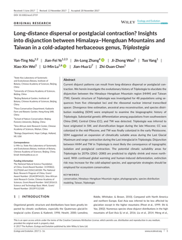 Distance Dispersal Or Postglacial Contraction?