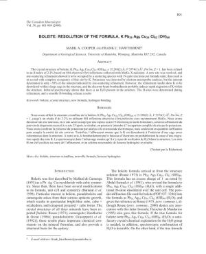 BOLEITE: RESOLUTION of the FORMULA, K Pb26 Ag9 Cu24 Cl62 (OH)48