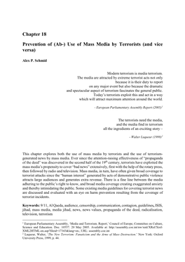 Use of Mass Media by Terrorists (And Vice Versa)