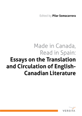 Canadian Literature Versita Discipline: Language, Literature