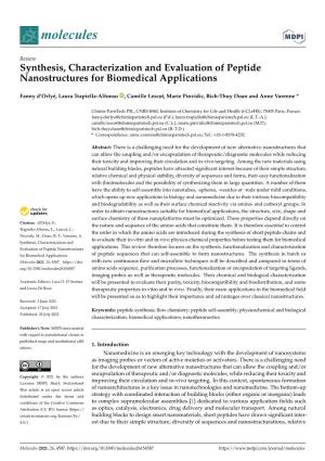 Synthesis, Characterization and Evaluation of Peptide Nanostructures for Biomedical Applications