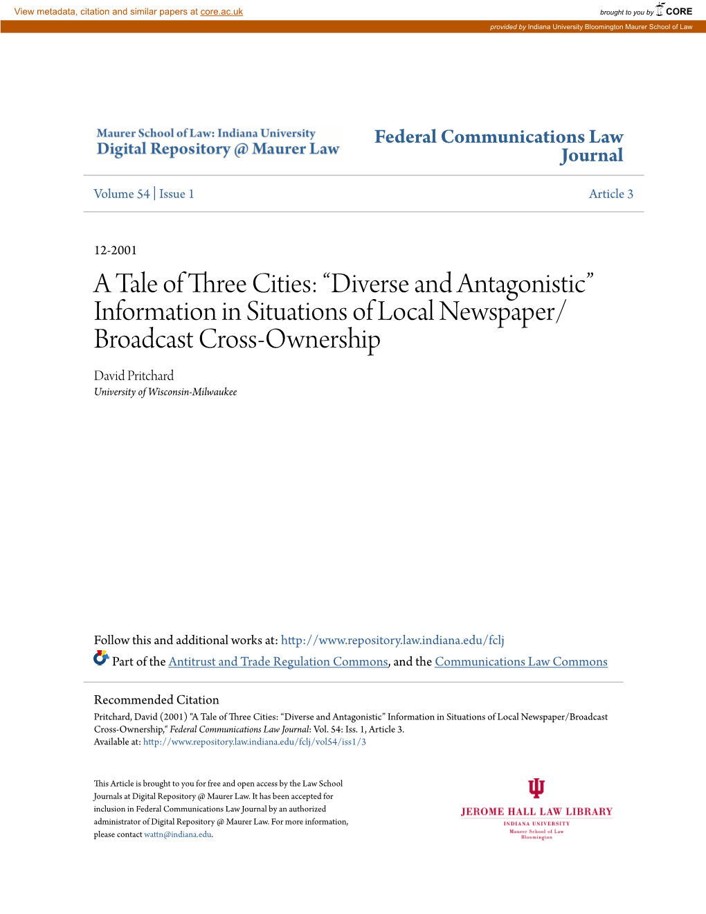 Information in Situations of Local Newspaper/Broadcast Cross-Ownership,