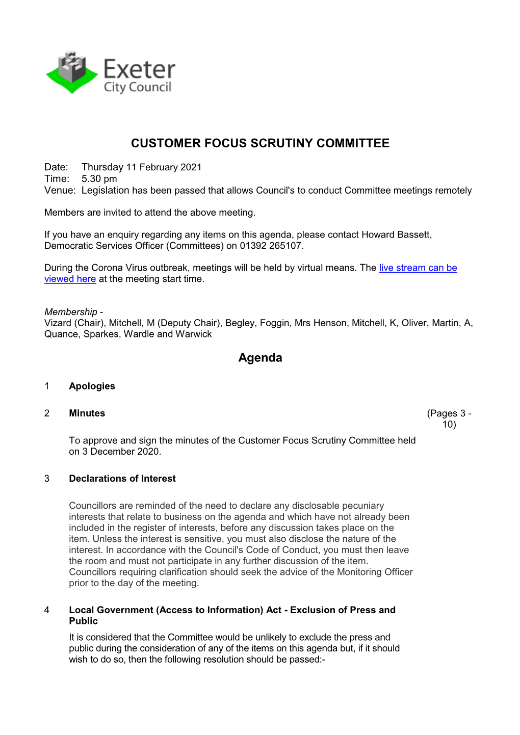 (Public Pack)Agenda Document for Customer Focus Scrutiny