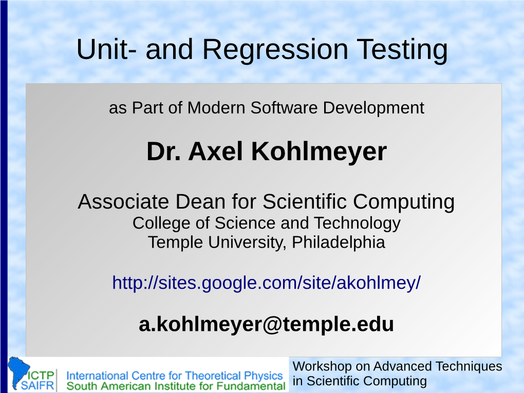 Unit- and Regression Testing