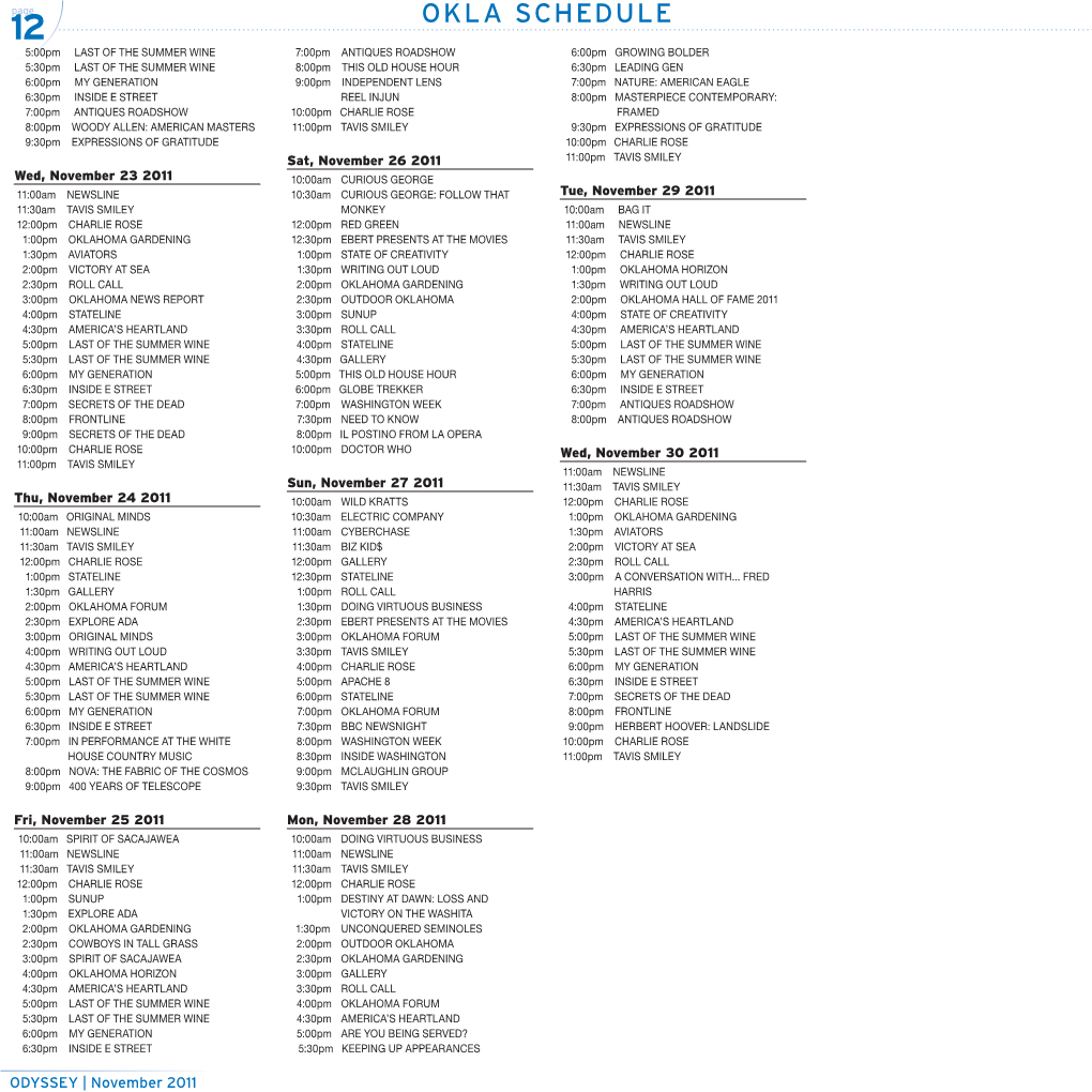 Okla Schedule