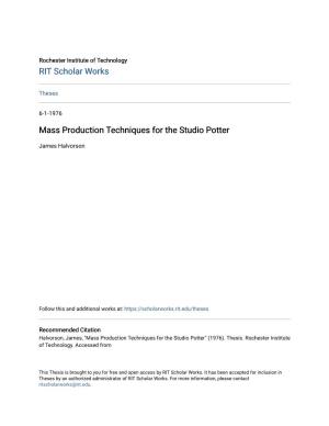 Mass Production Techniques for the Studio Potter