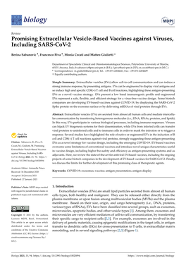 Promising Extracellular Vesicle-Based Vaccines Against Viruses, Including SARS-Cov-2