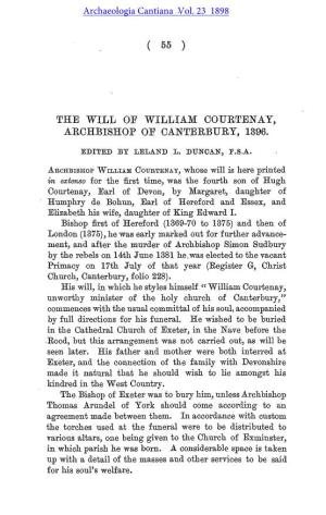 The Will of William Courtenay, Archbishop of Canterbury, 1396