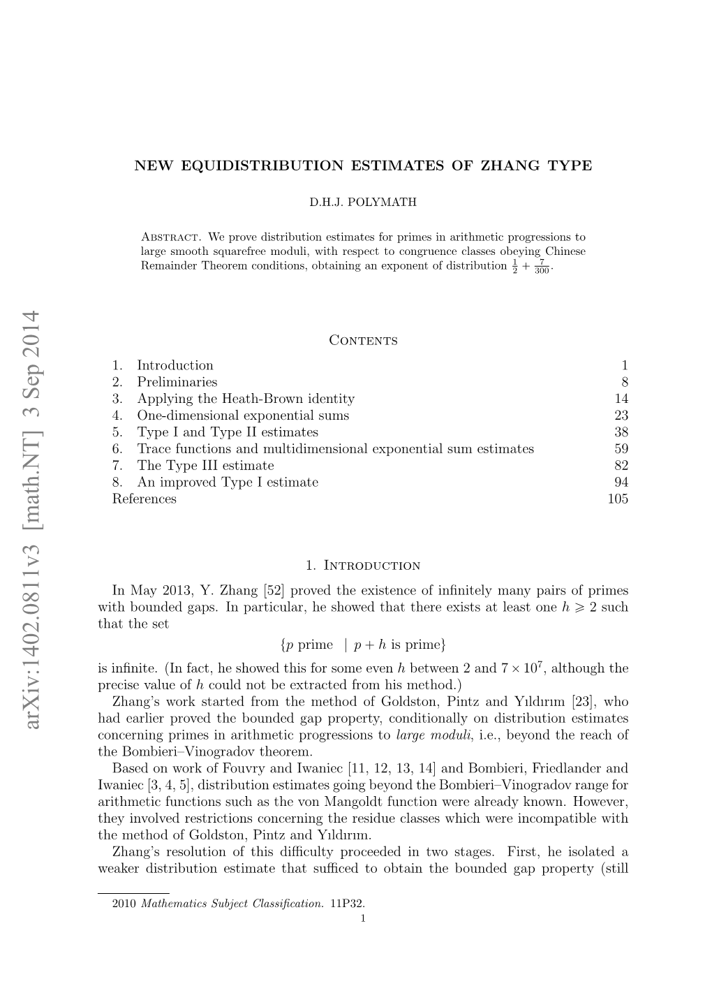 New Equidistribution Estimates of Zhang Type