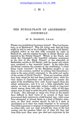 The Burial-Place of Archbishop Courtenay, an Impression Fully Confirmed by the Ones Immediately Following It, Which Entries Are Here Given in Their Proper Sequence:—