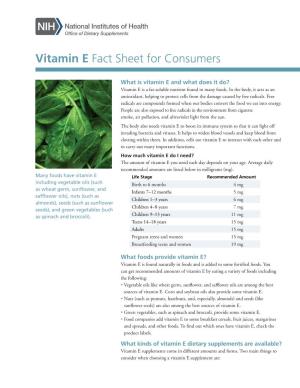 Vitamin E Fact Sheet for Consumers