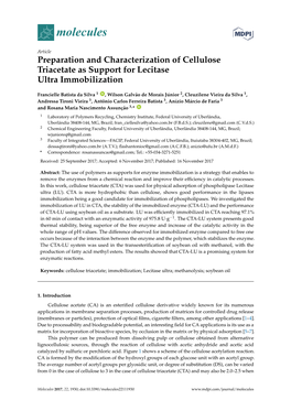 Preparation and Characterization of Cellulose Triacetate As Support for Lecitase Ultra Immobilization