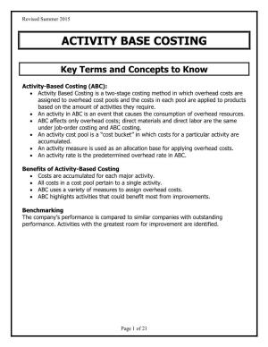 Activity Base Costing